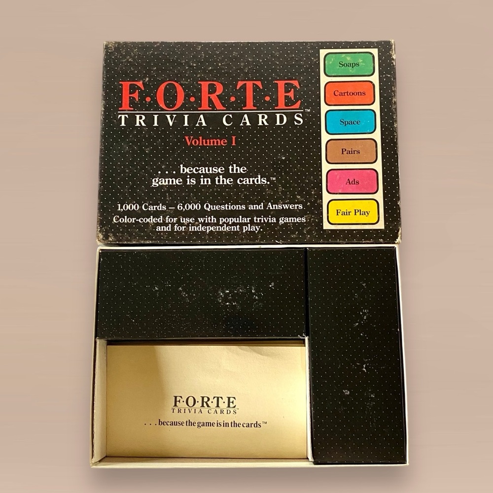 Vintage 1984 Forte Trivia Card Game Vol 1 Trivial Pursuit Expansion 1000 Cards